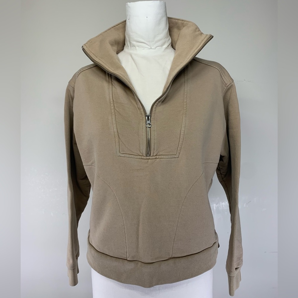 Everlane Half-Zip Pullover Sweatshirt Sand Beige - Size M